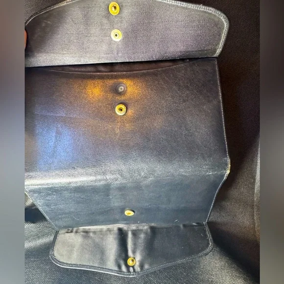 Yves Saint Laurent Clutch Vintage Lambskin Silk Lined Monogram 70s Rare YSL - Picture 9 of 12